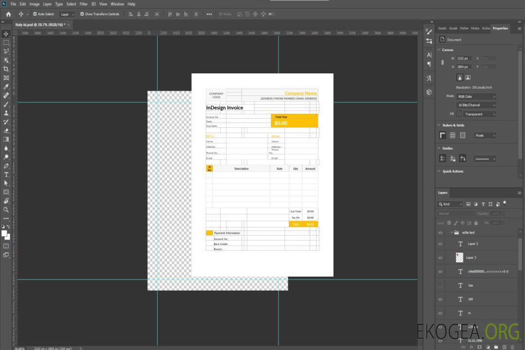 Modèle de facture Indesign template